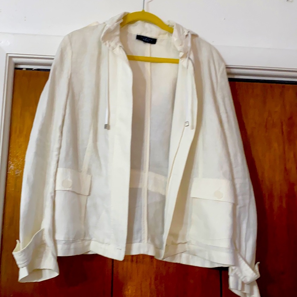 Talbots women’s Linen Waist length Jacket W/hood